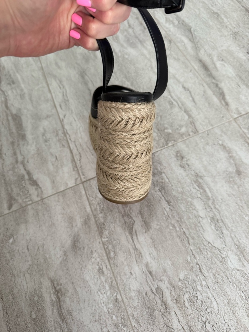 Christian Louboutin Black Leather Espadrille Wedge Sandals - Picture 11 of 13